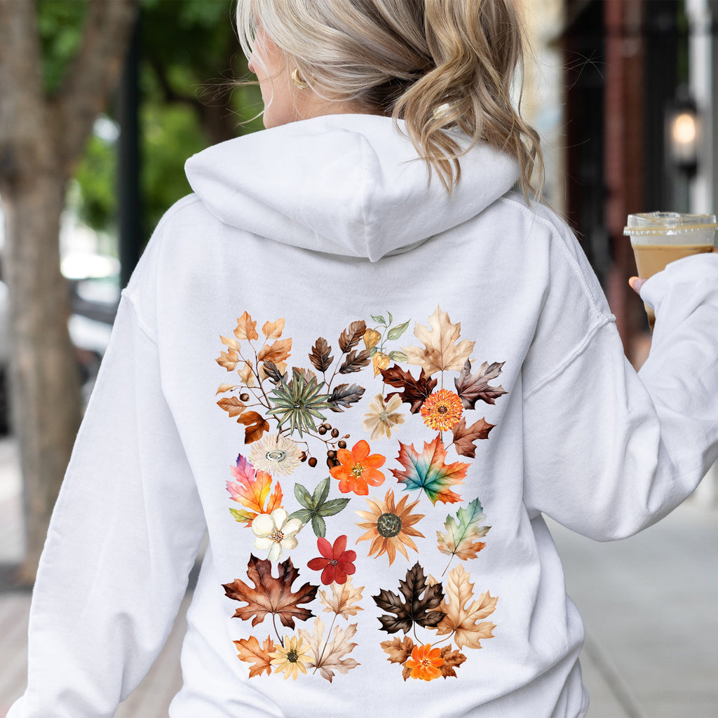 Lush Leaves Artistic Floral Print Graphic Hoodie With Soft Fleece Interior For Cozy Comfort