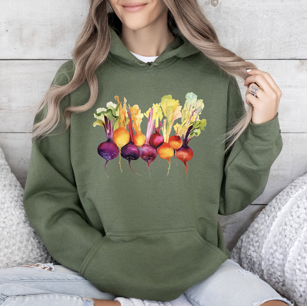 Beets, Watercolor Vegetables, Gardening Graphic Hoodie