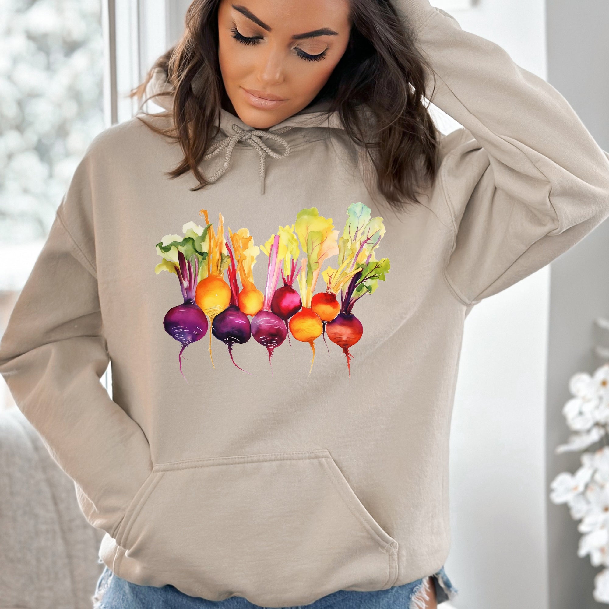 Beets, Watercolor Vegetables, Gardening Graphic Hoodie