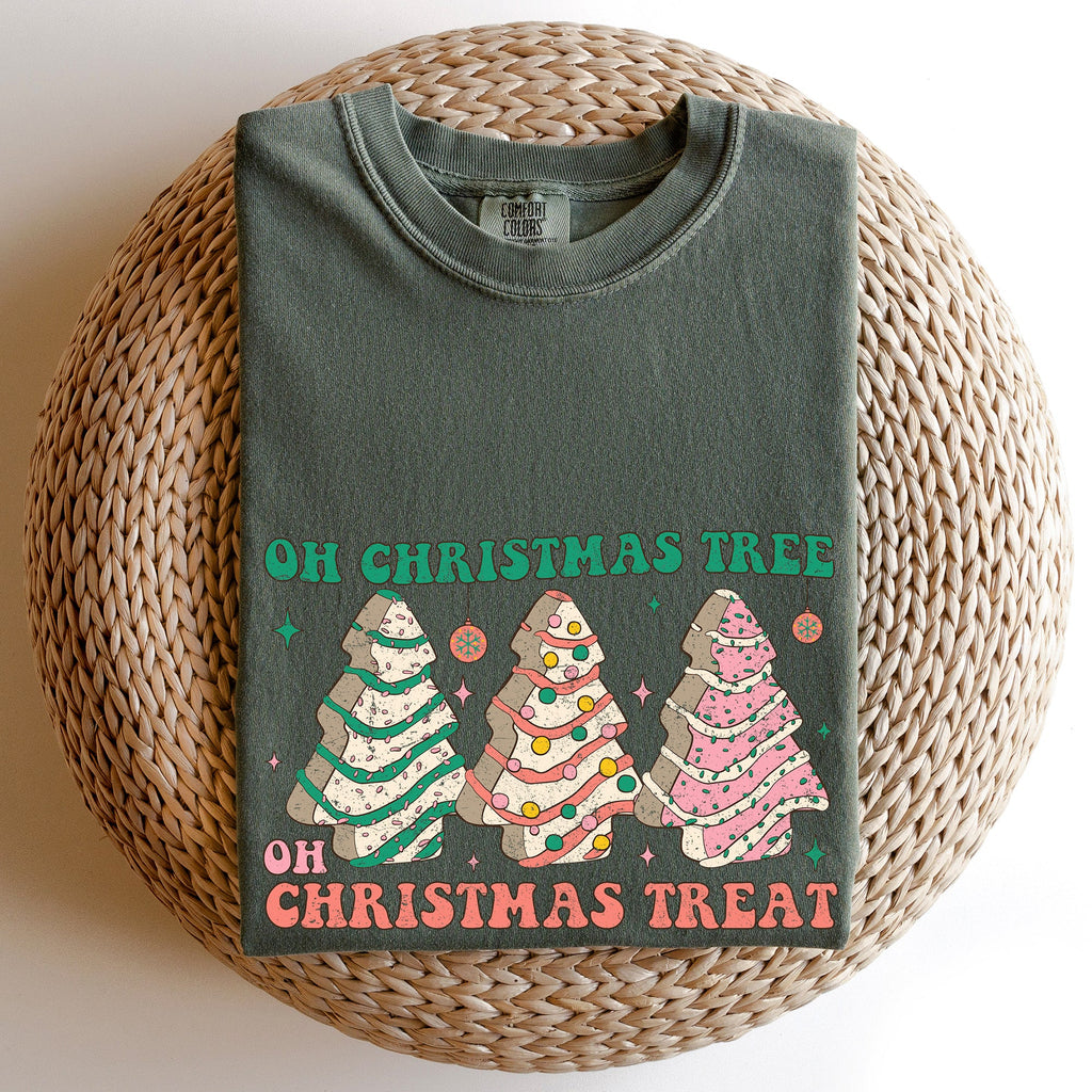 Oh Christmas Tree Treat Snack Little Debbie Nostalgic Holiday Dessert Memory Lane Comfort Colors Tee