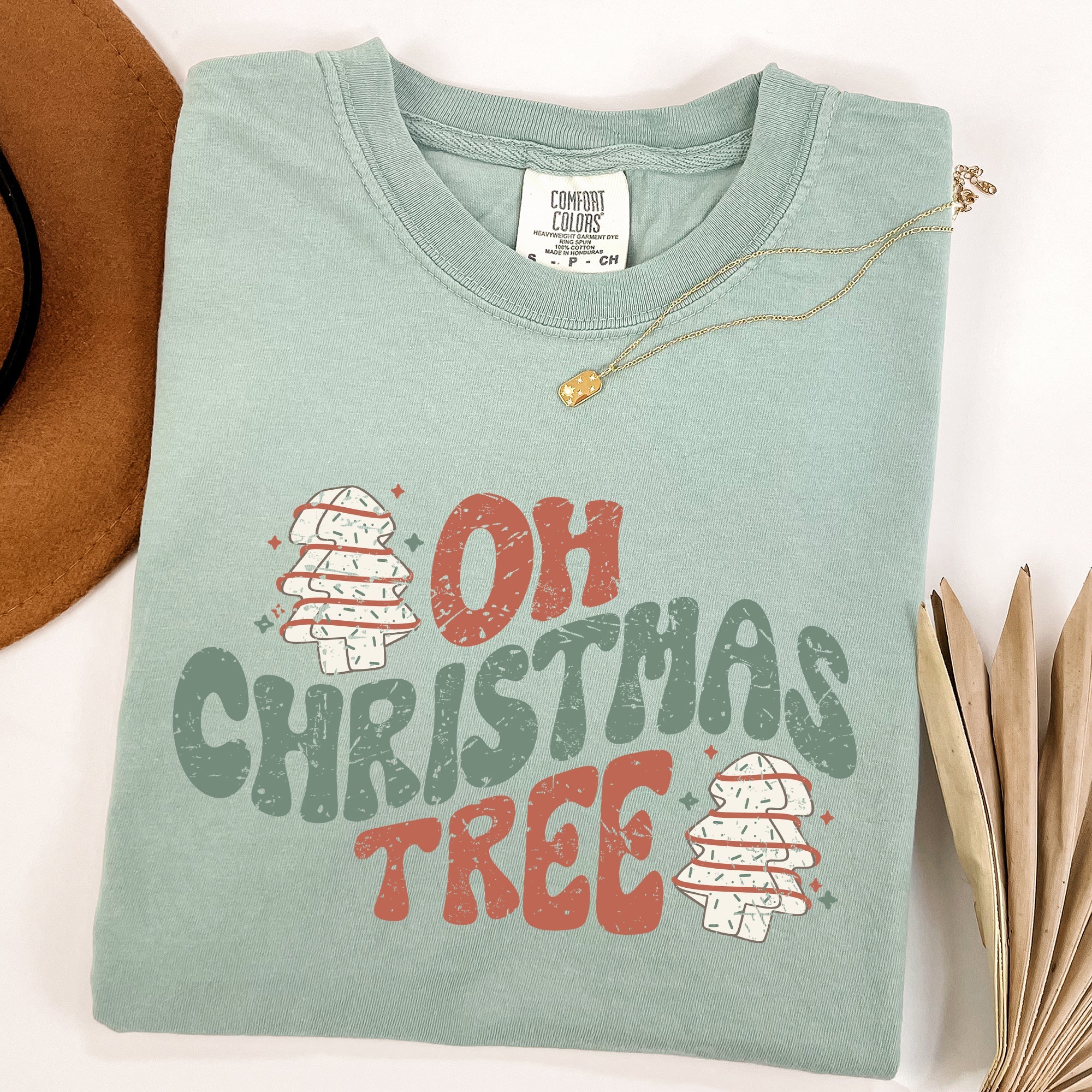 Oh Christmas Tree Cakes Snacks Winter Santa Xmas Cheerful Holiday Comfort Colors Tee