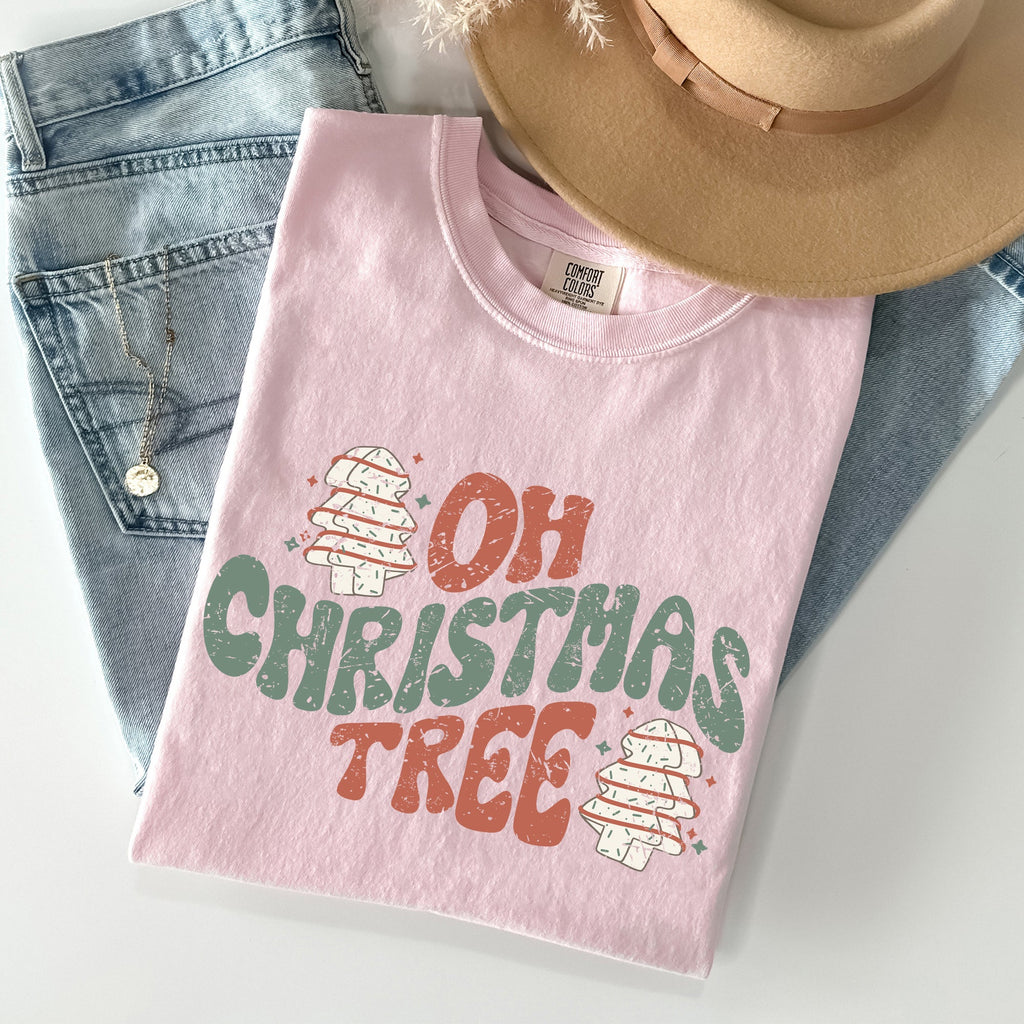 Oh Christmas Tree Cakes Snacks Winter Santa Xmas Cheerful Holiday Comfort Colors Tee