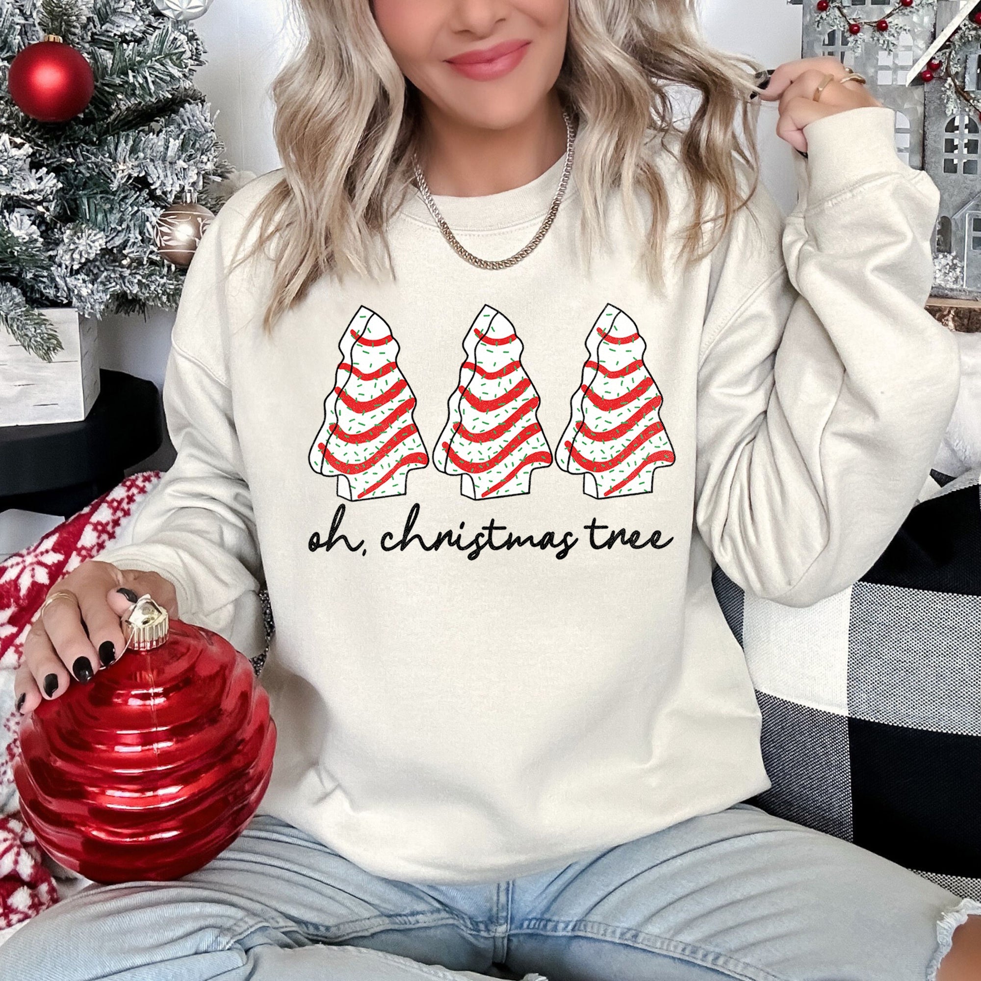 Oh Christmas Tree Snack Little Debbie Christmas Cozy Seasonal Favorite Holiday Plush Sweatshirt
