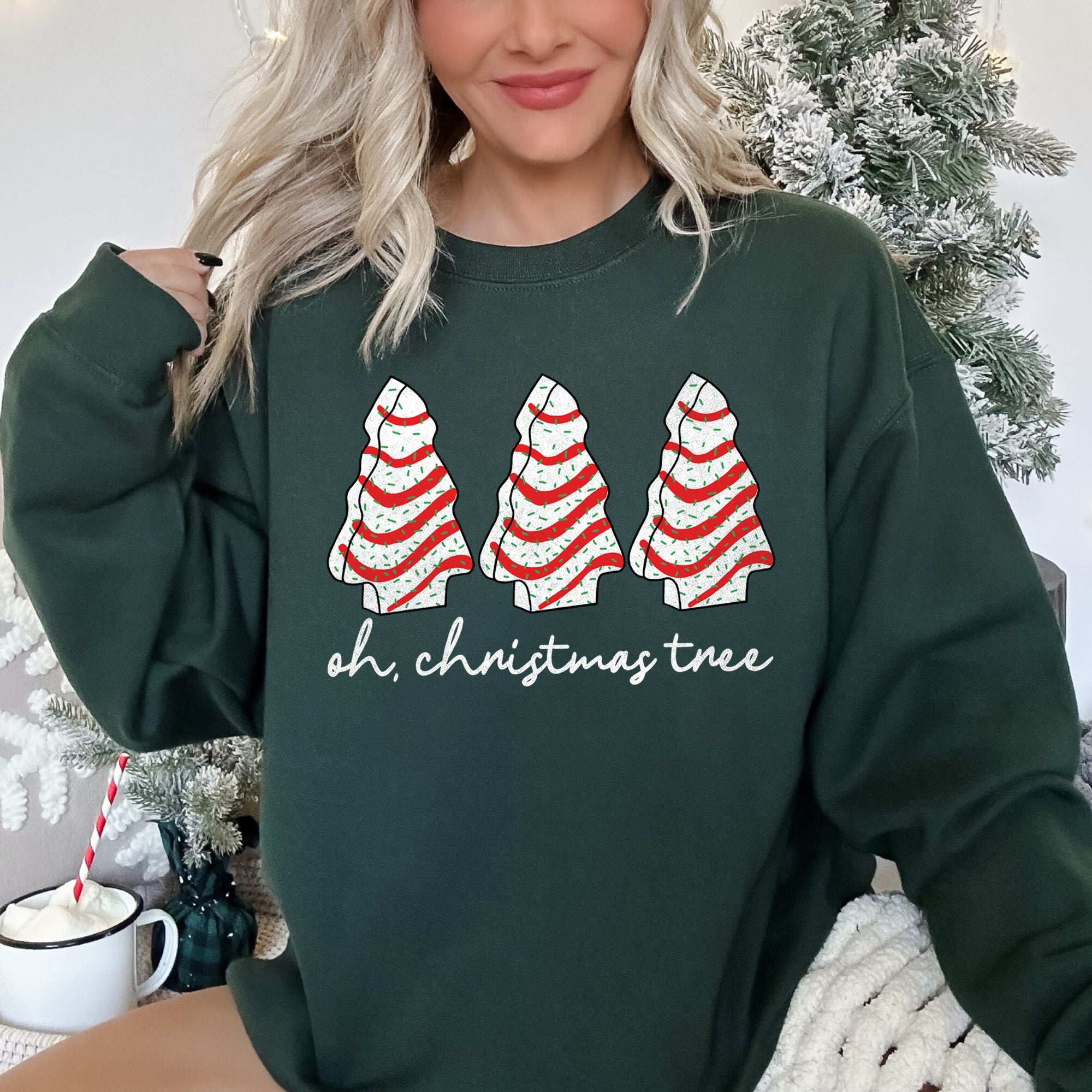 Oh Christmas Tree Snack Little Debbie Christmas Festive Print Vintage Sweatshirt