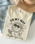 On My Way To Brighten Your Day Sunshine Summer Vibes Positivity Mental Health Comfort Colors Tee