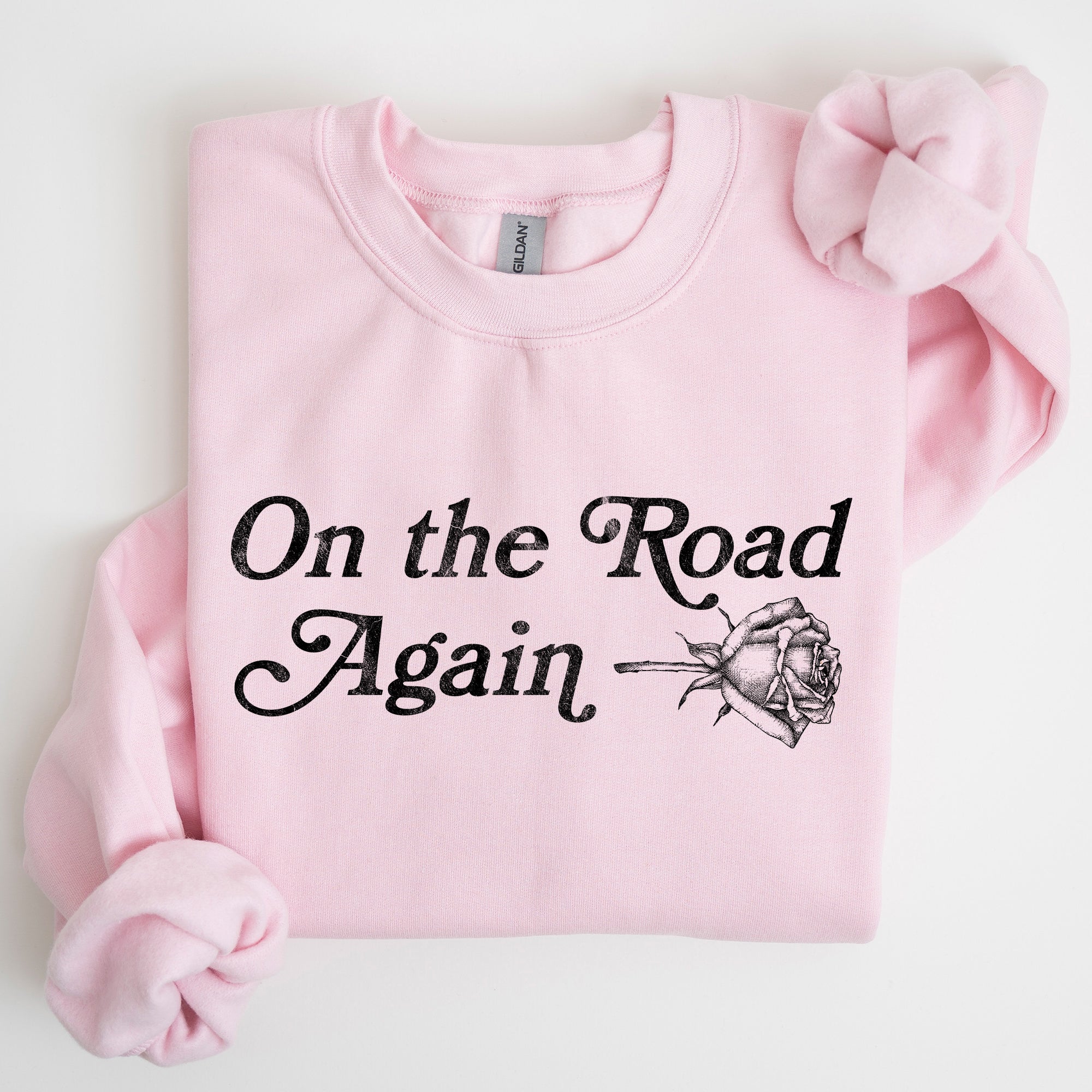 On The Road Again Roses Western Cowboy Willie Road Trip Theme Vintage Country Music Sweatshirt
