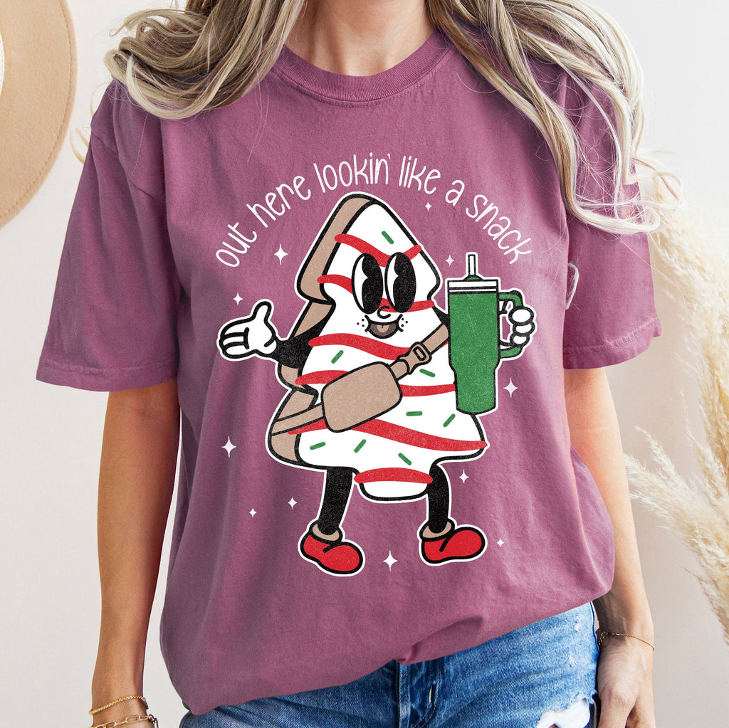 Out Here Looking Like A Snack Christmas Tree Little Debbie Bougie Comfort Colors Tee