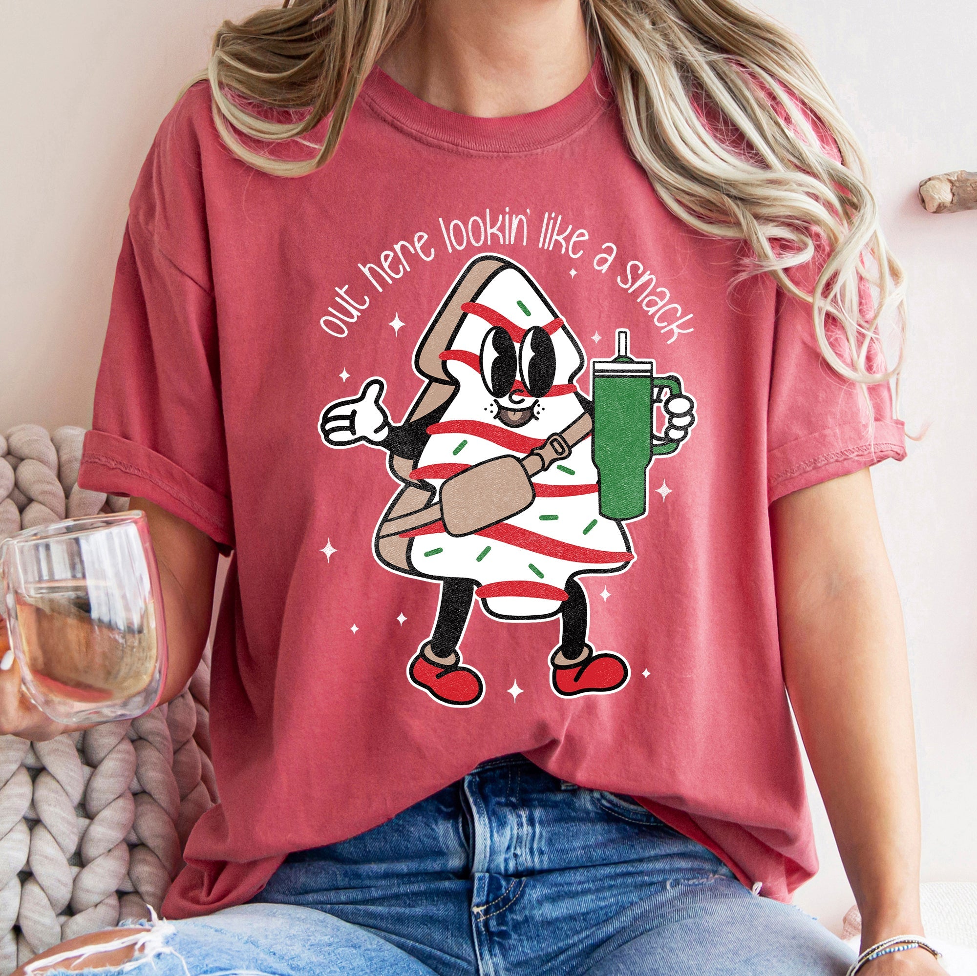 Out Here Looking Like A Snack Christmas Tree Little Debbie Bougie Comfort Colors Tee