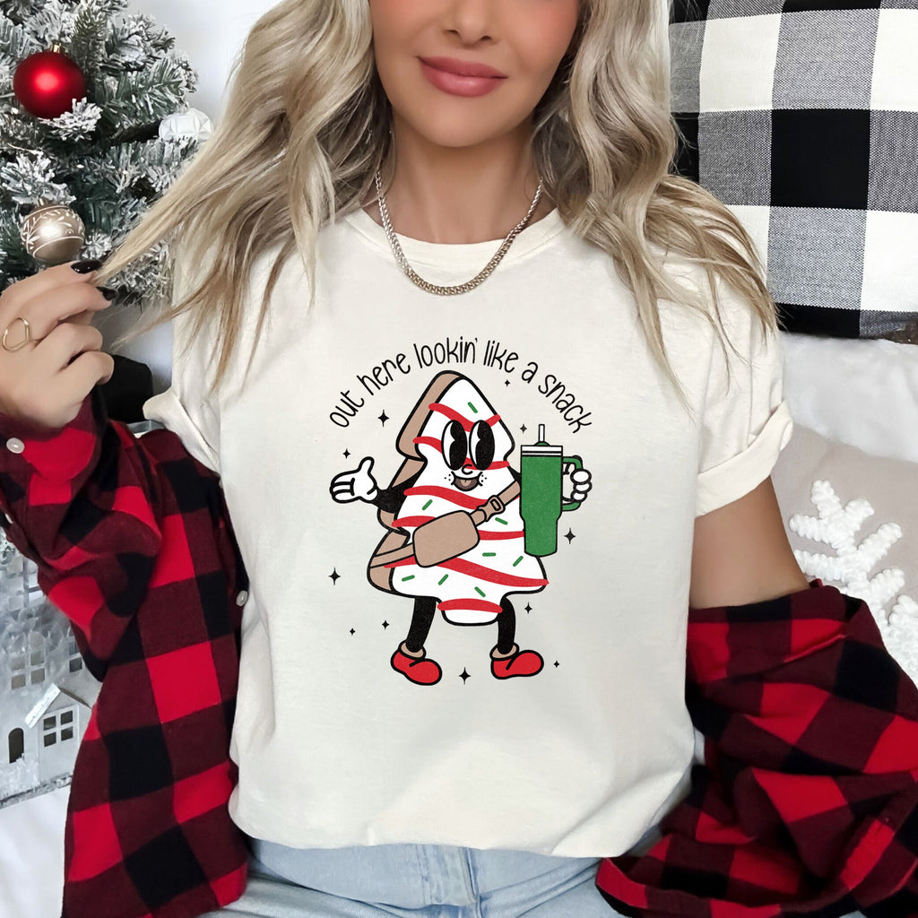 Out Here Looking Like A Snack Christmas Tree Bougie Vibe Holiday Statement Graphic Tee