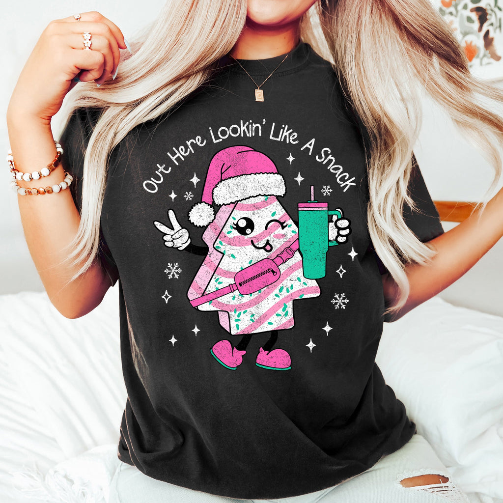 Out Here Looking Like A Snack Pink Little Debbie Stanley Christmas Comfort Colors Tee