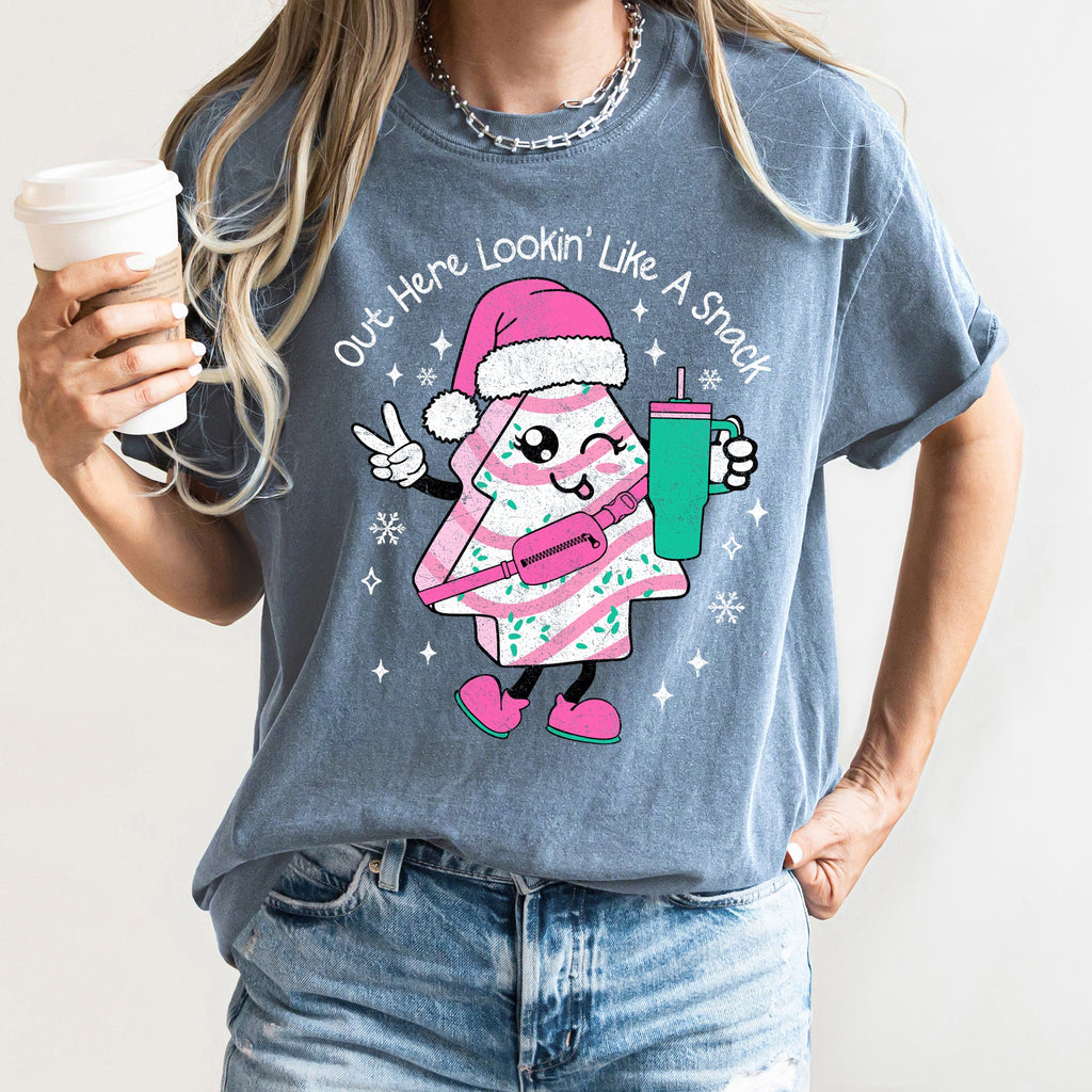 Out Here Looking Like A Snack Pink Little Debbie Stanley Christmas Comfort Colors Tee