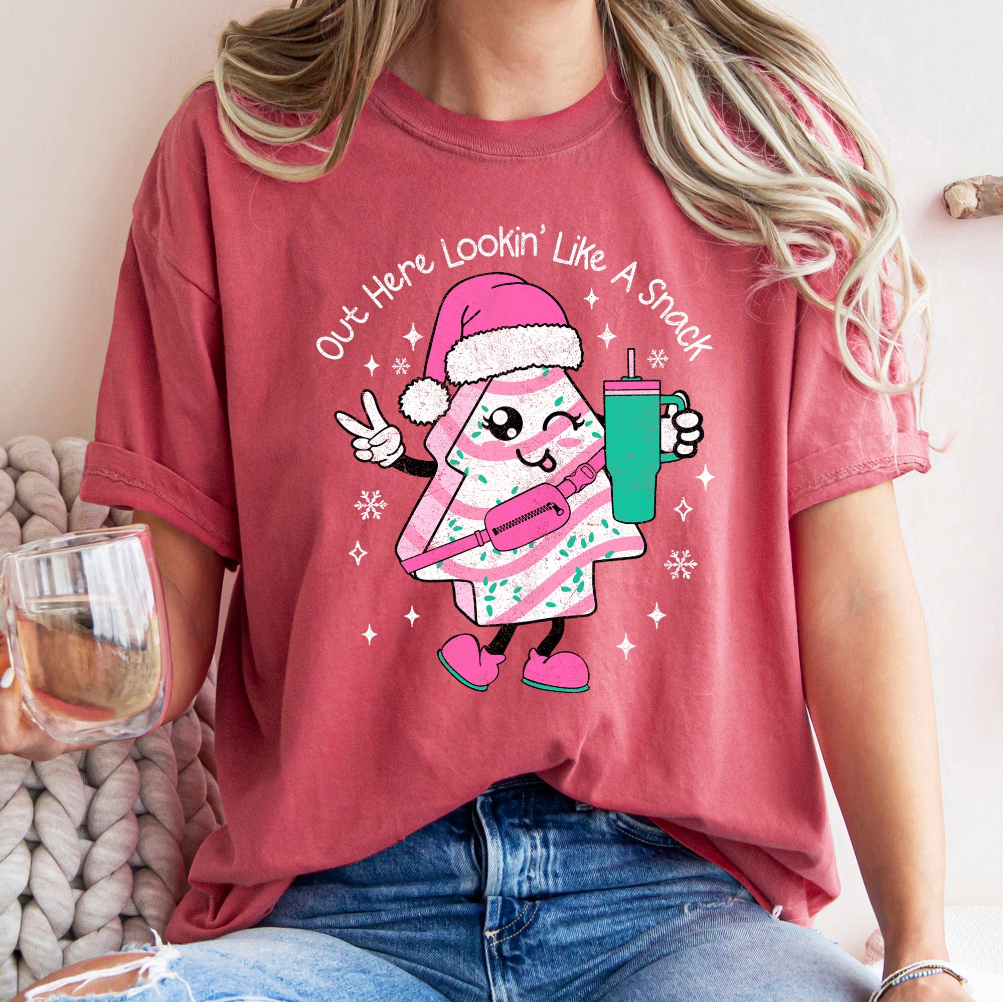 Out Here Looking Like A Snack Pink Little Debbie Stanley Christmas Comfort Colors Tee