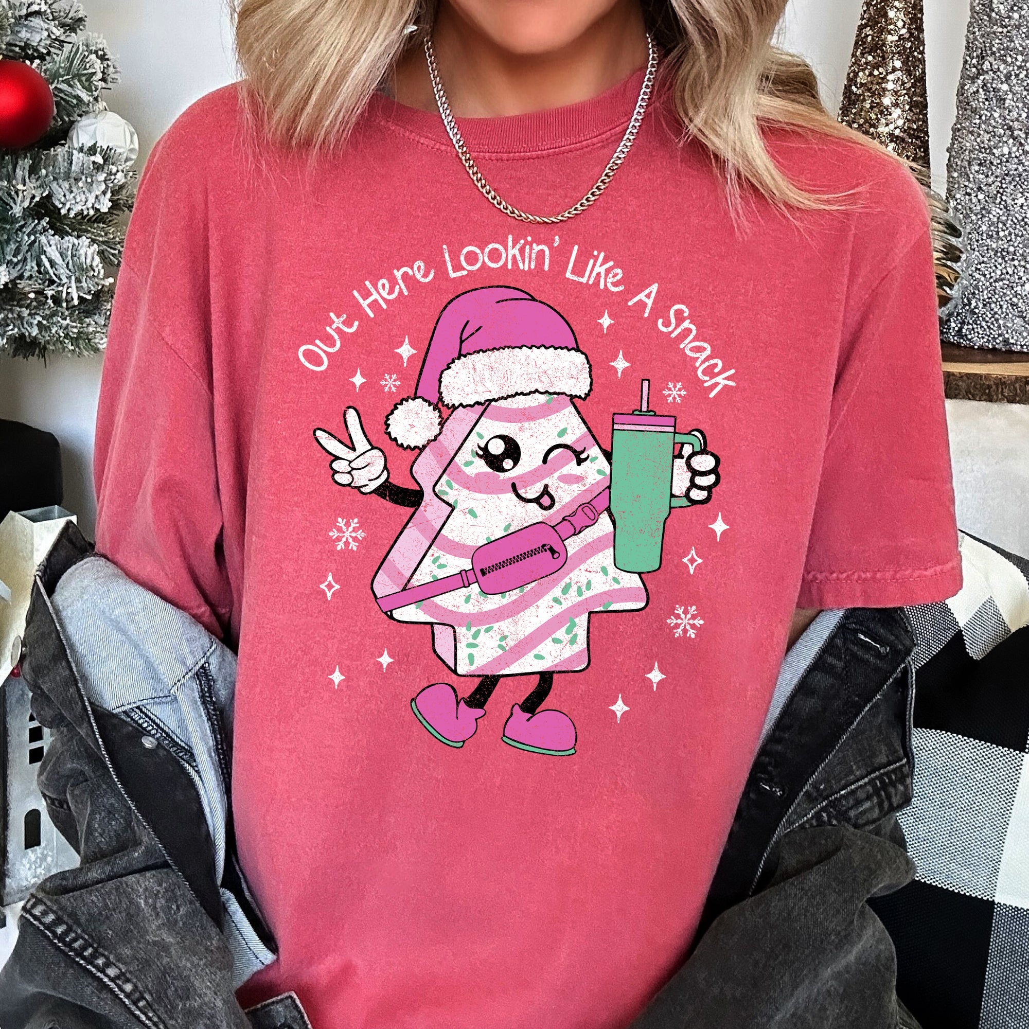 Out Here Looking Like A Snack Pink Little Debbie Stanley Christmas Comfort Colors Tee
