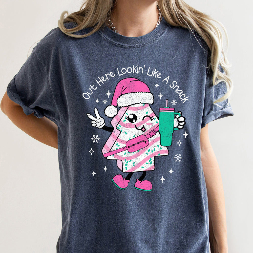 Out Here Looking Like A Snack Pink Little Debbie Stanley Christmas Comfort Colors Tee