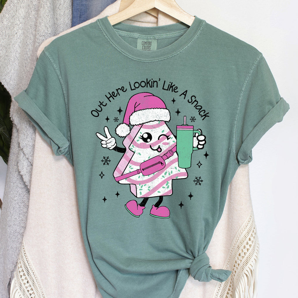 Out Here Looking Like A Snack Pink Little Debbie Stanley Christmas Comfort Colors Tee
