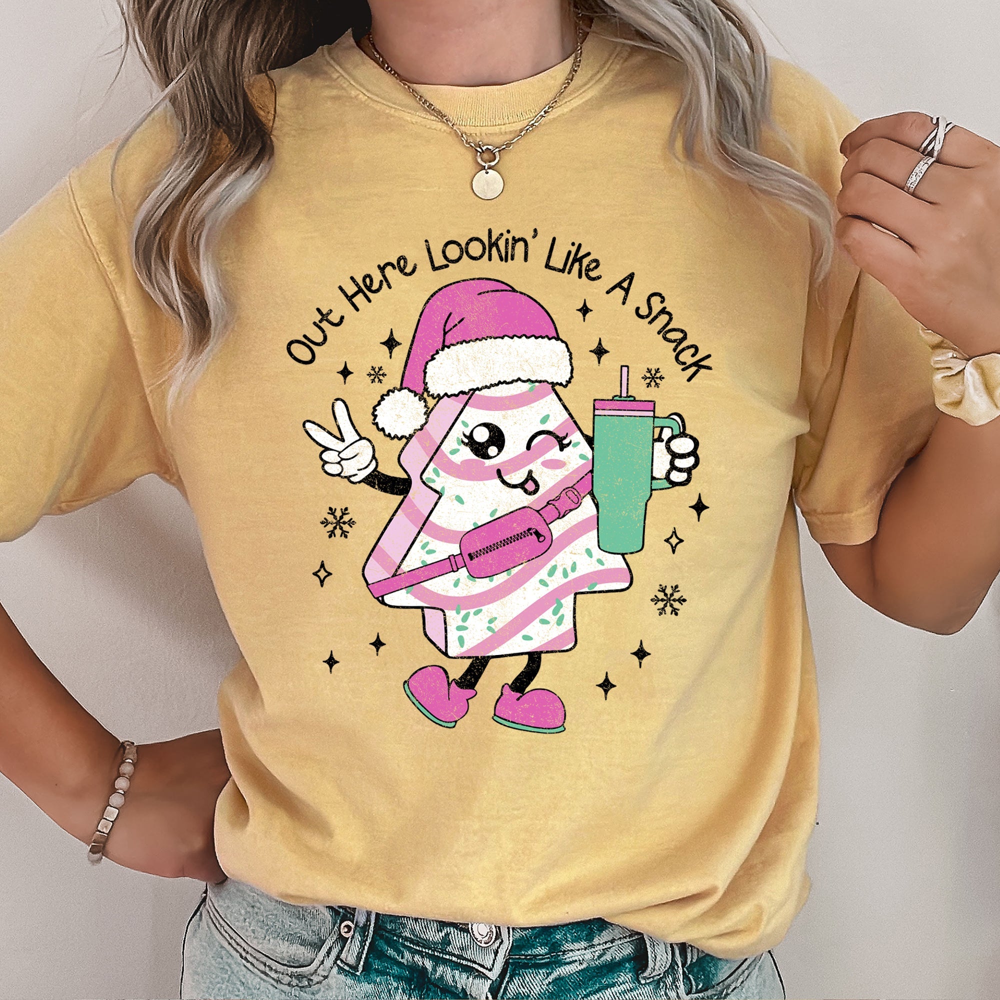 Out Here Looking Like A Snack Pink Little Debbie Stanley Christmas Comfort Colors Tee