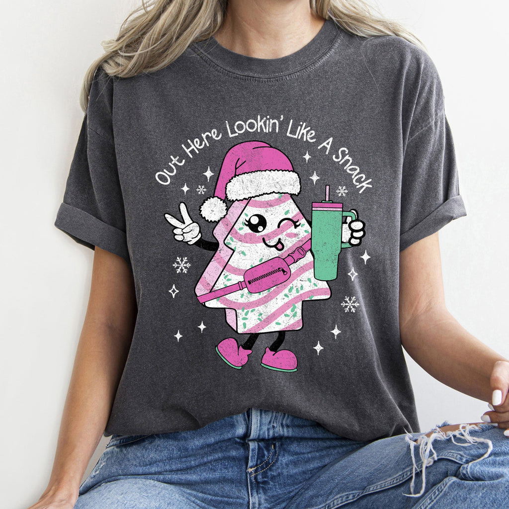Out Here Looking Like A Snack Pink Little Debbie Stanley Christmas Comfort Colors Tee