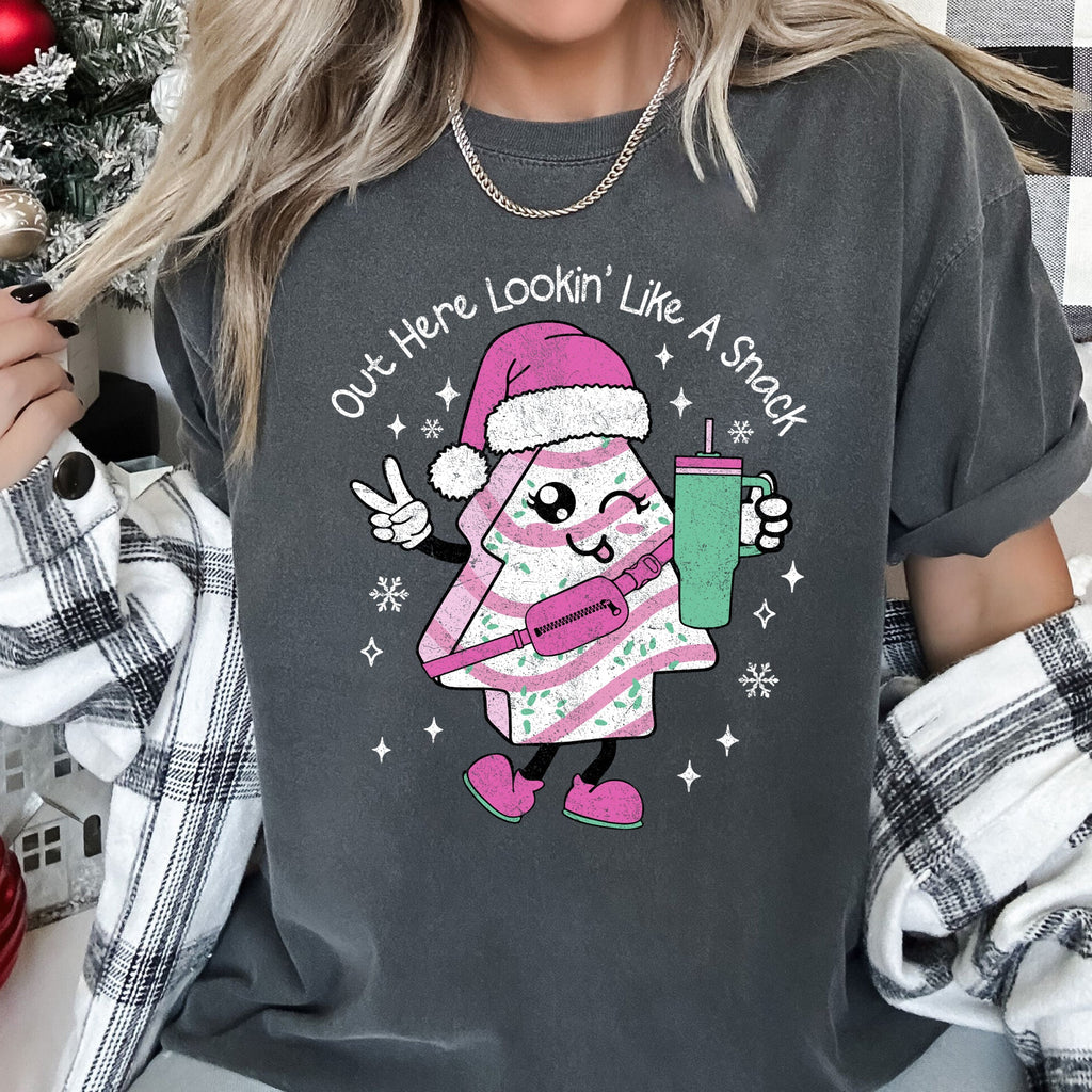 Out Here Looking Like A Snack Pink Little Debbie Stanley Christmas Comfort Colors Tee