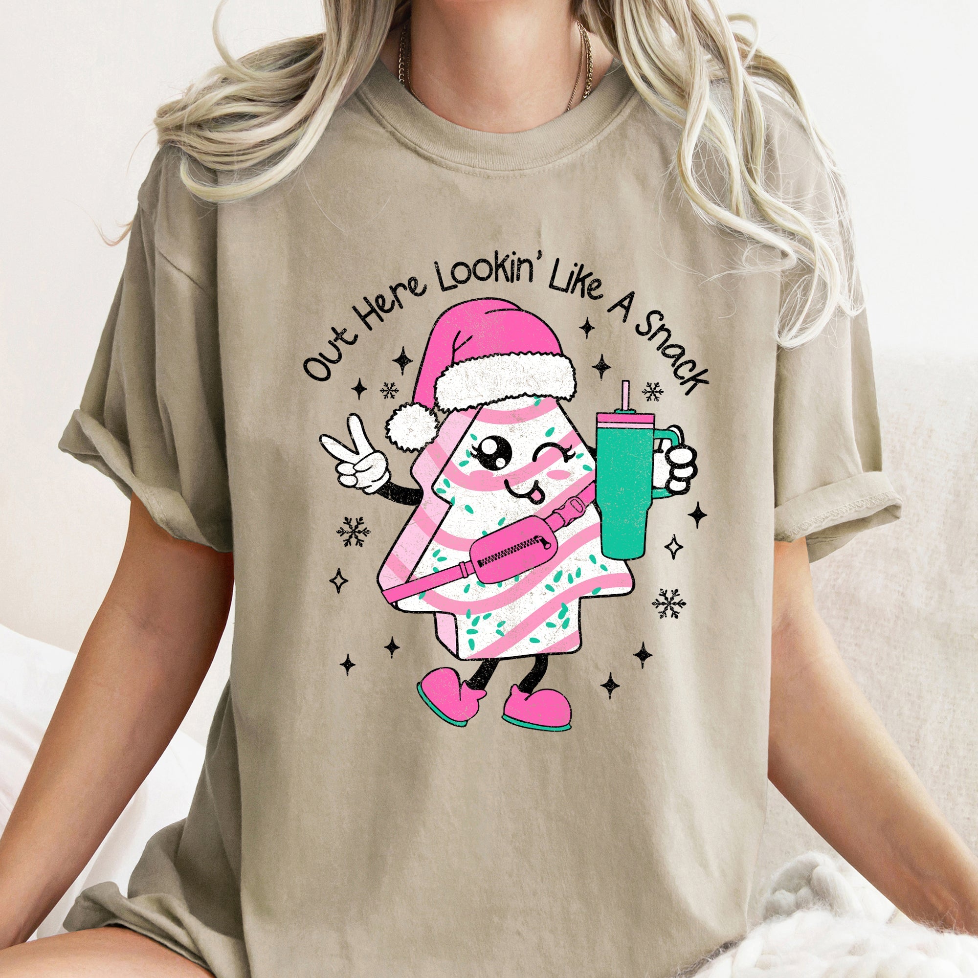 Out Here Looking Like A Snack Pink Little Debbie Stanley Christmas Comfort Colors Tee