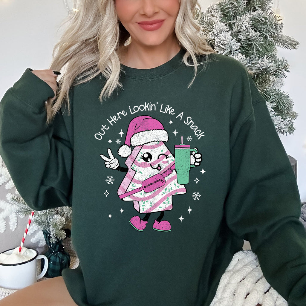 Out Here Looking Like A Snack, Pink Little Debbie, Stanley, Christmas Sweatshirt.