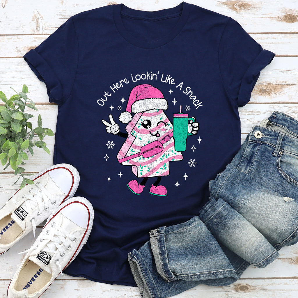 Out Here Looking Like A Snack Pink Little Debbie Stanley Christmas Edition Graphic Tee