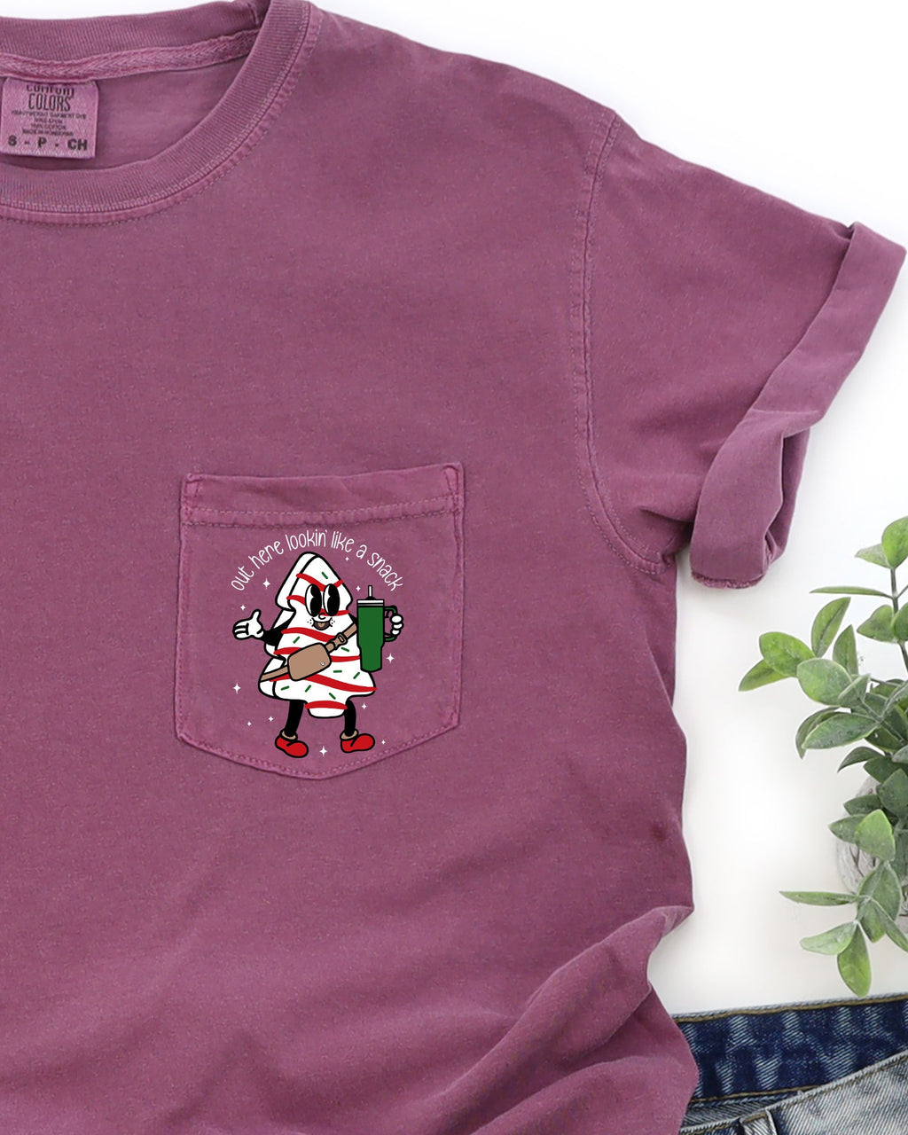 Out Here Looking Like A Snack Pocket Boujee Winter Santa Xmas Comfort Colors Tee