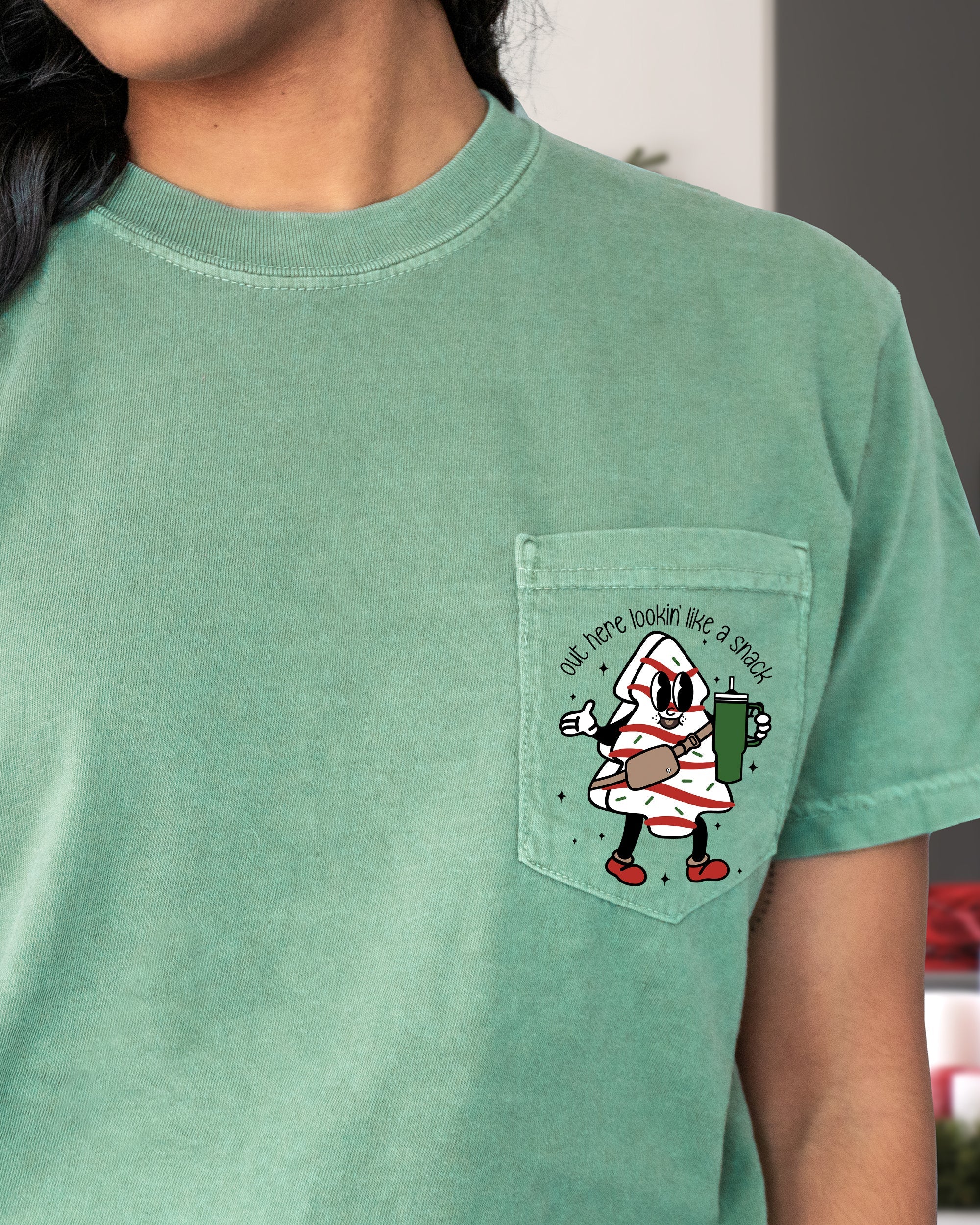 Out Here Looking Like A Snack Pocket Boujee Winter Santa Xmas Comfort Colors Tee