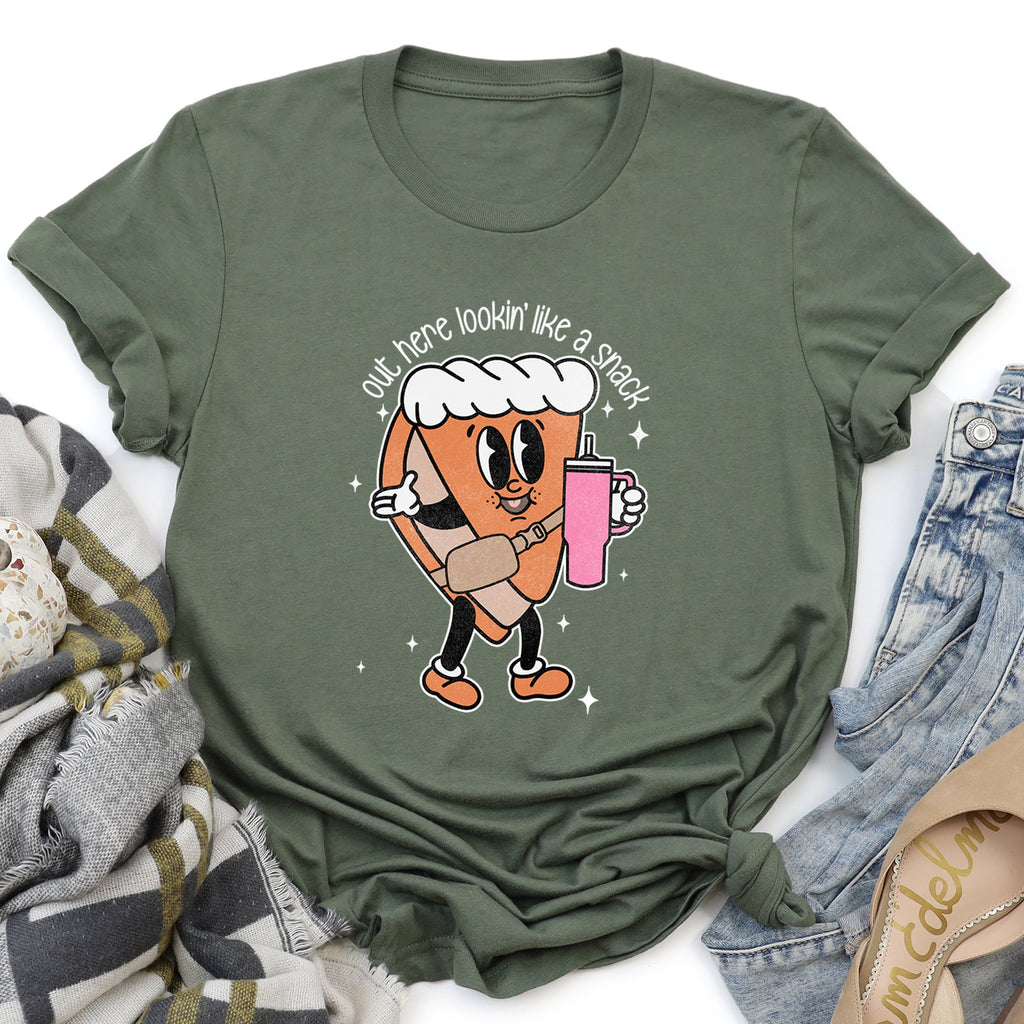 Out Here Looking Like A Snack Pumpkin Pie Thanksgiving Autumn Cozy Edition Graphic Tee