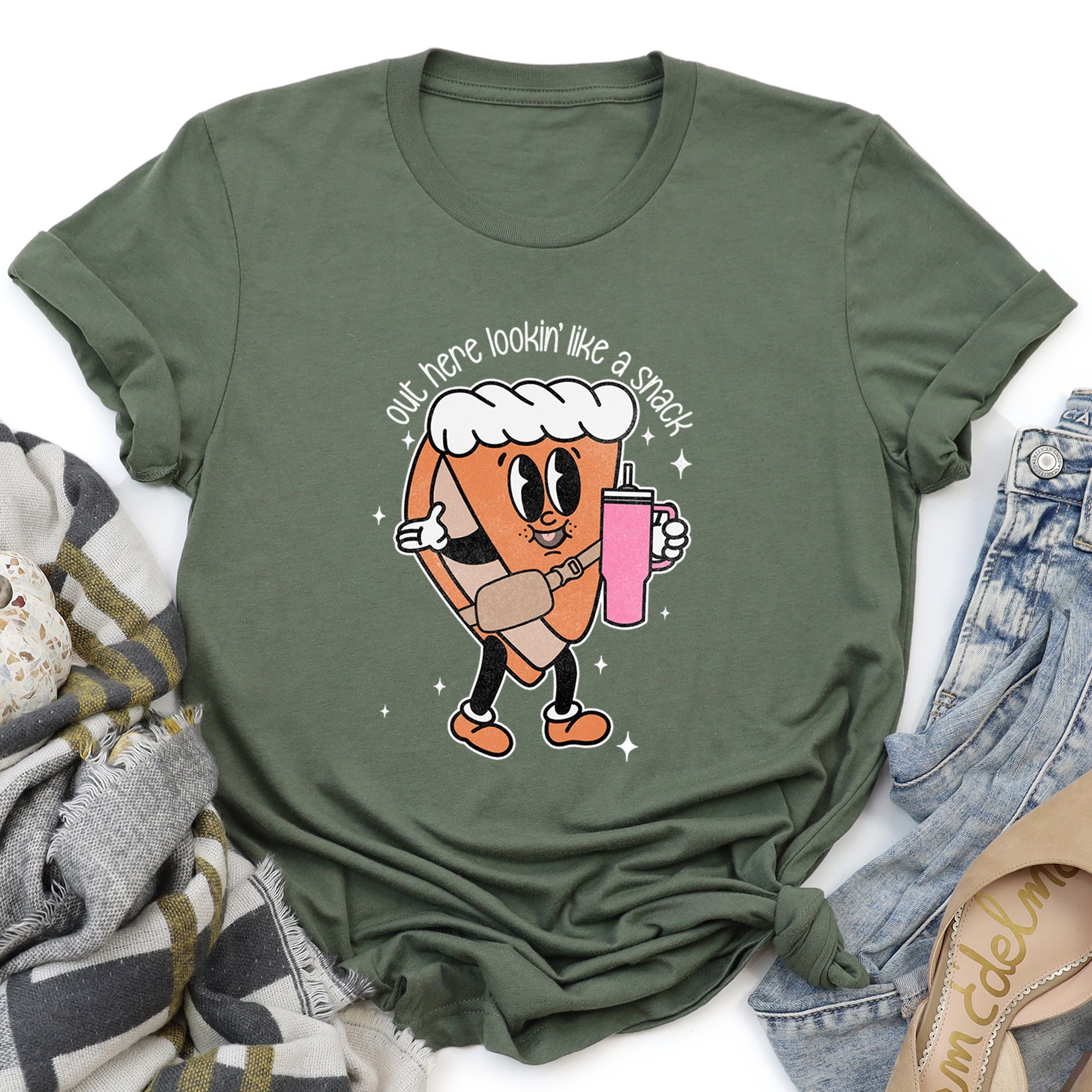 Out Here Looking Like A Snack Pumpkin Pie Thanksgiving Autumn Cozy Edition Graphic Tee