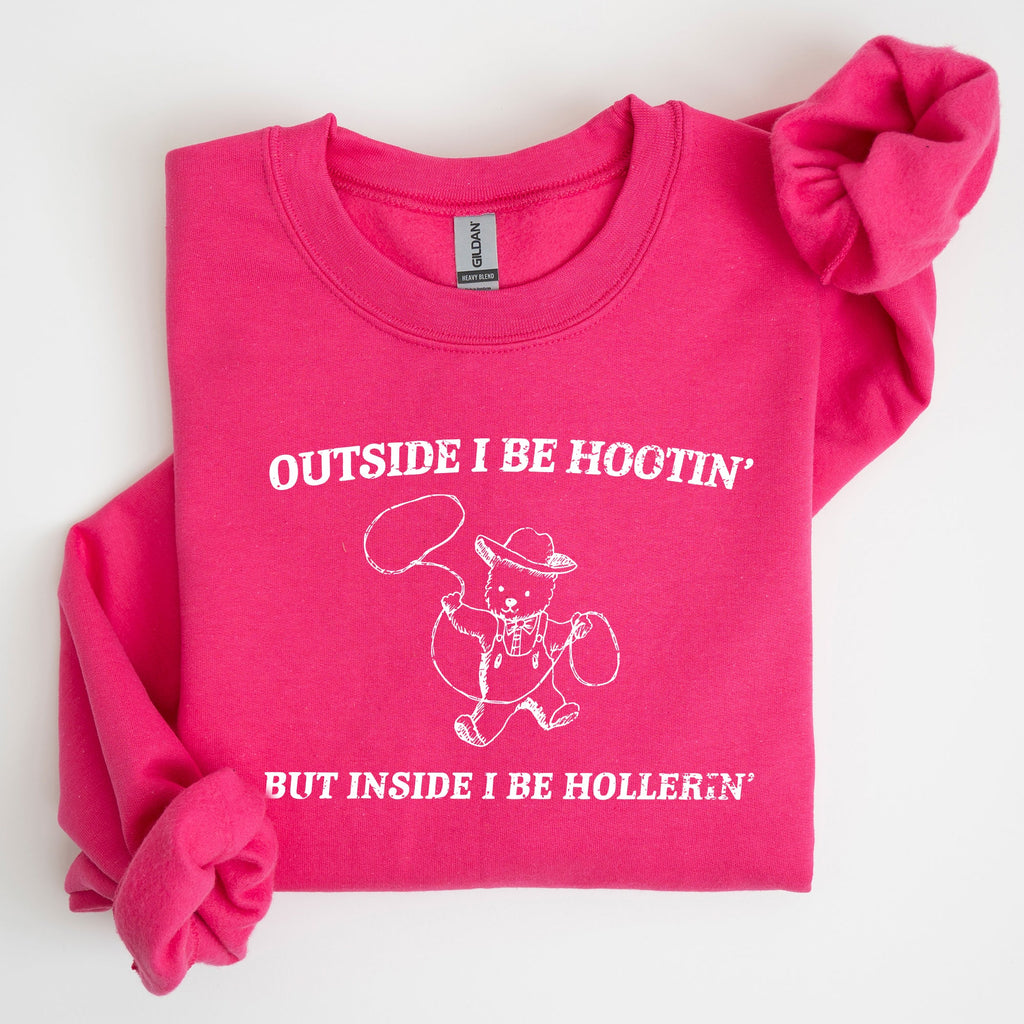 Outside I Bee Hootin, Inside I Be Hollerin, Bear, Funny, Aesthetic Cozy Sweatshirt