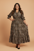 Plus Size Leopard Smocked Waist Maxi Dress