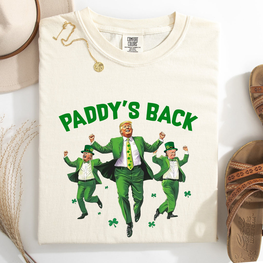 Paddy's Back Trump Politics St Patrick's Day Shamrock Clover Lucky Leprechaun Comfort Colors Tee