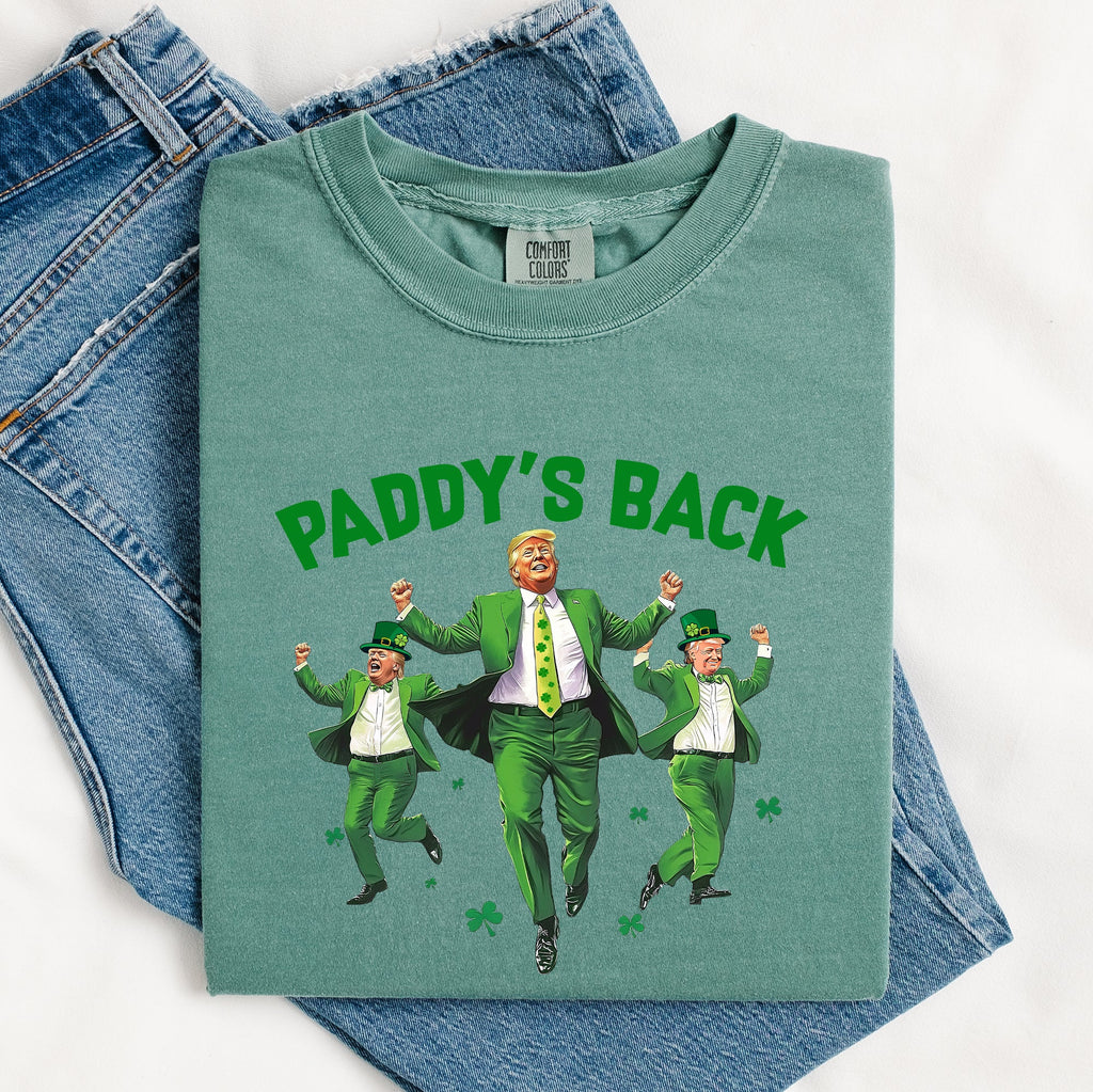 Paddy's Back Trump Politics St Patrick's Day Shamrock Clover Lucky Leprechaun Comfort Colors Tee