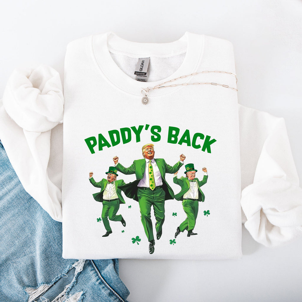 Paddy's Back Trump Politics St Patrick's Day Shamrock Clover Leprechaun Sweatshirt