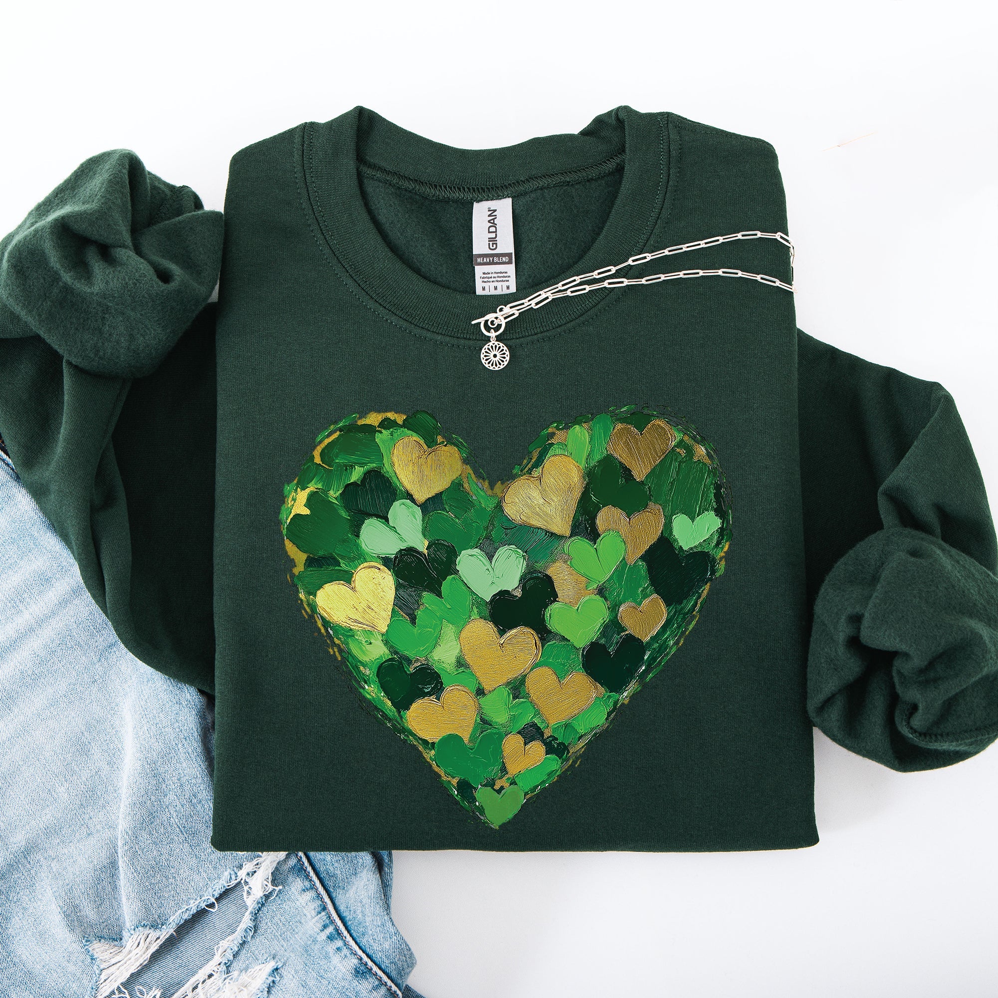 Painted Hearts, St Patrick's Day, Shamrock, Clover, Lucky, Leprechaun Sweatshirt