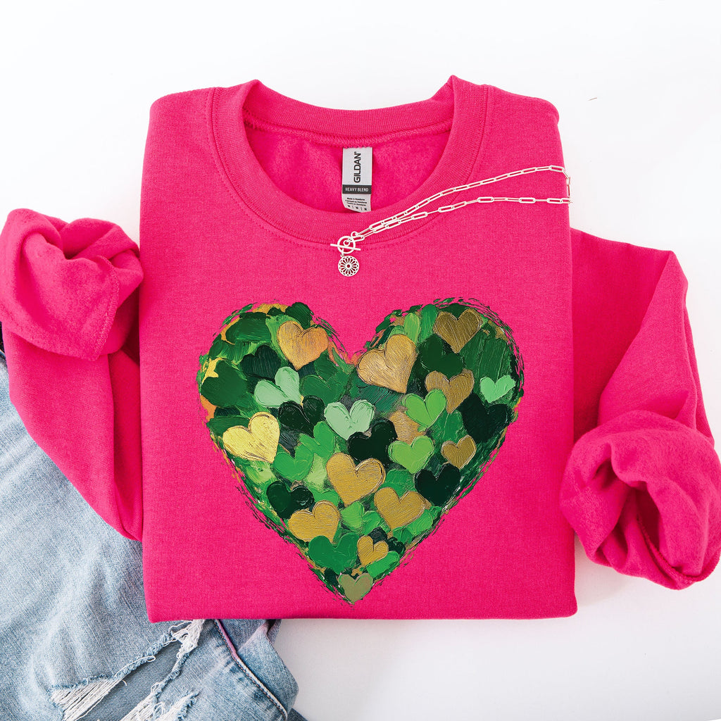 Painted Hearts, St Patrick's Day, Shamrock, Clover, Lucky, Leprechaun Sweatshirt