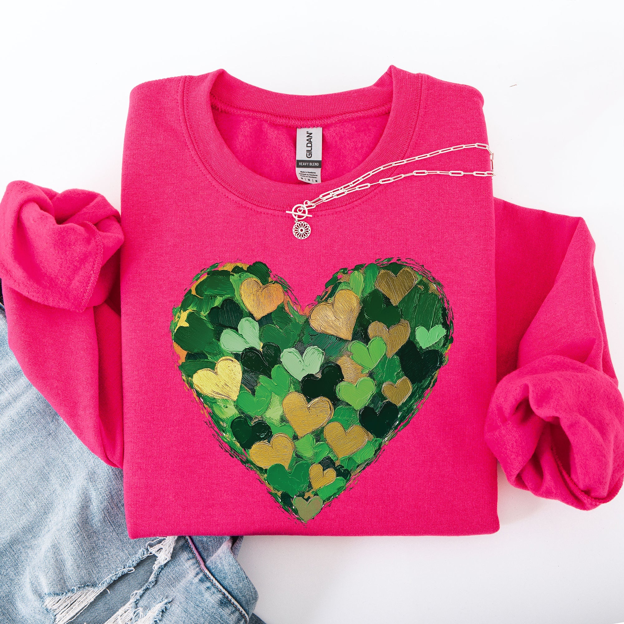 Painted Hearts, St Patrick's Day, Shamrock, Clover, Lucky, Leprechaun Sweatshirt