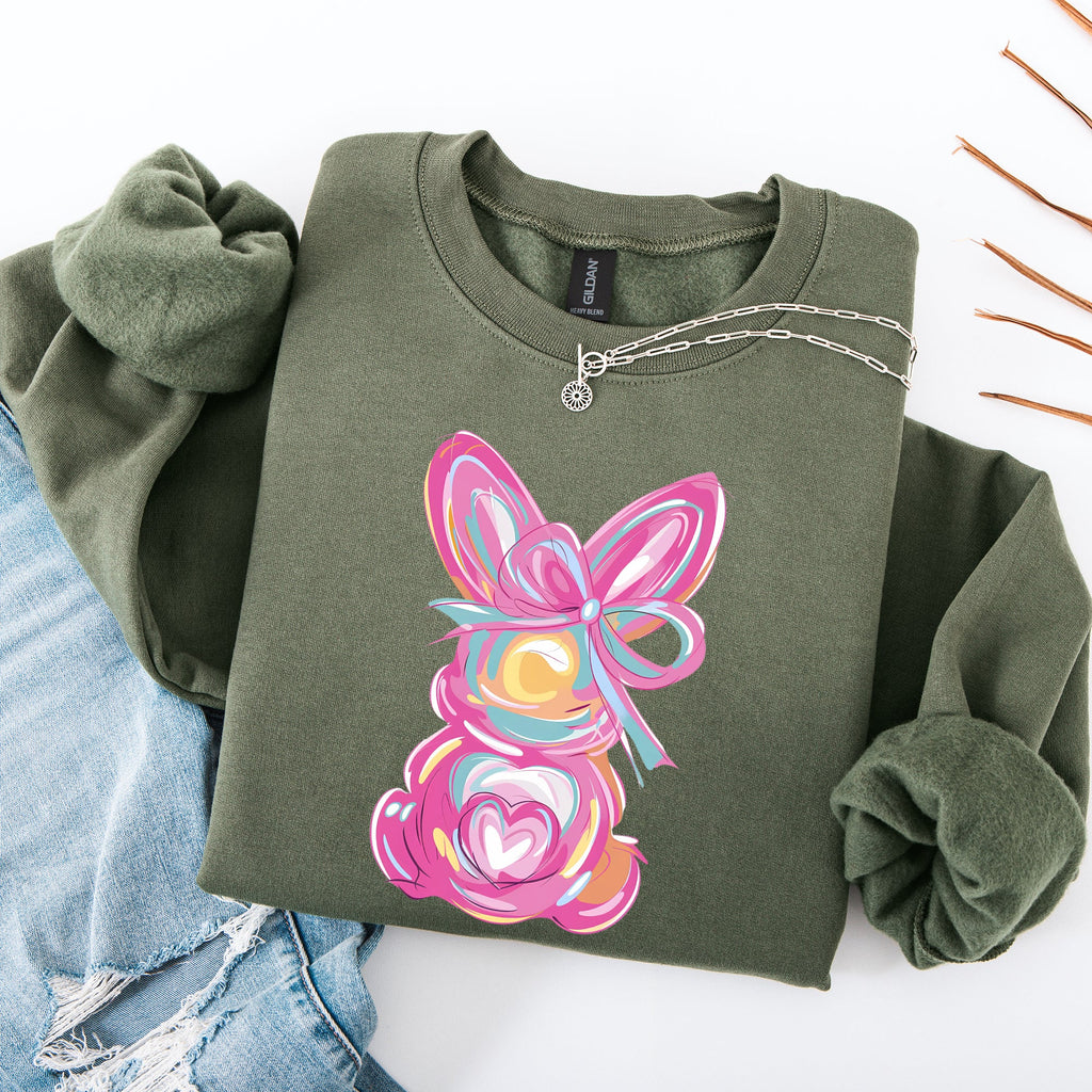Painted Pastel Bunny Easter Jesus Rabbit Holiday Celebration Illustration Sweatshirt