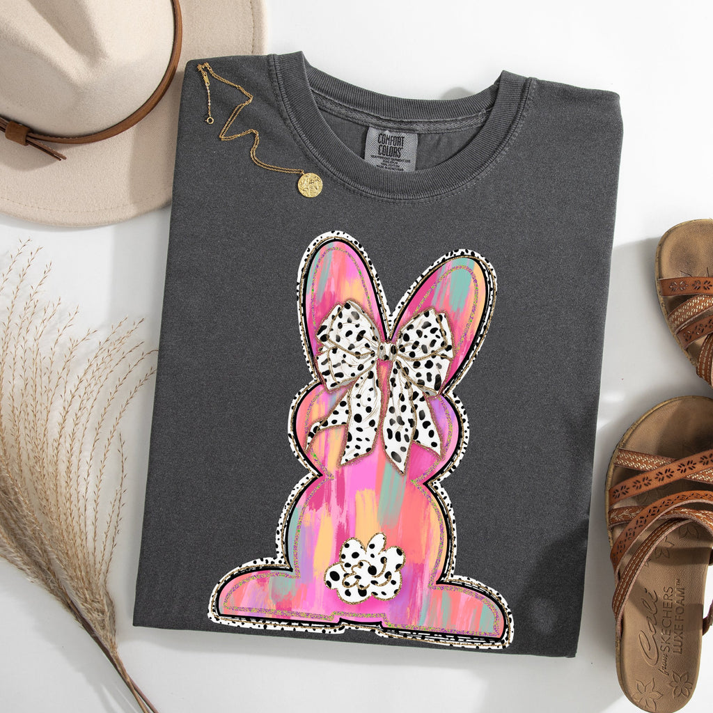 Painted Dalmatian Easter Bunny Jesus Rabbit Holiday Scene Art Comfort Colors Tee
