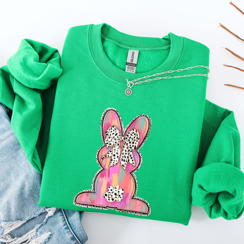 Painted Colorful Dalmatian Print Easter Bunny Jesus Rabbit Holiday Theme Graphic Art Sweatshirt