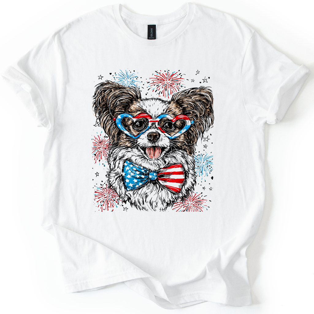 Papillon Patriotic Dog USA Flag Lover Edition For Pet Parents And Fourth Of July Enthusiasts Graphic Tee