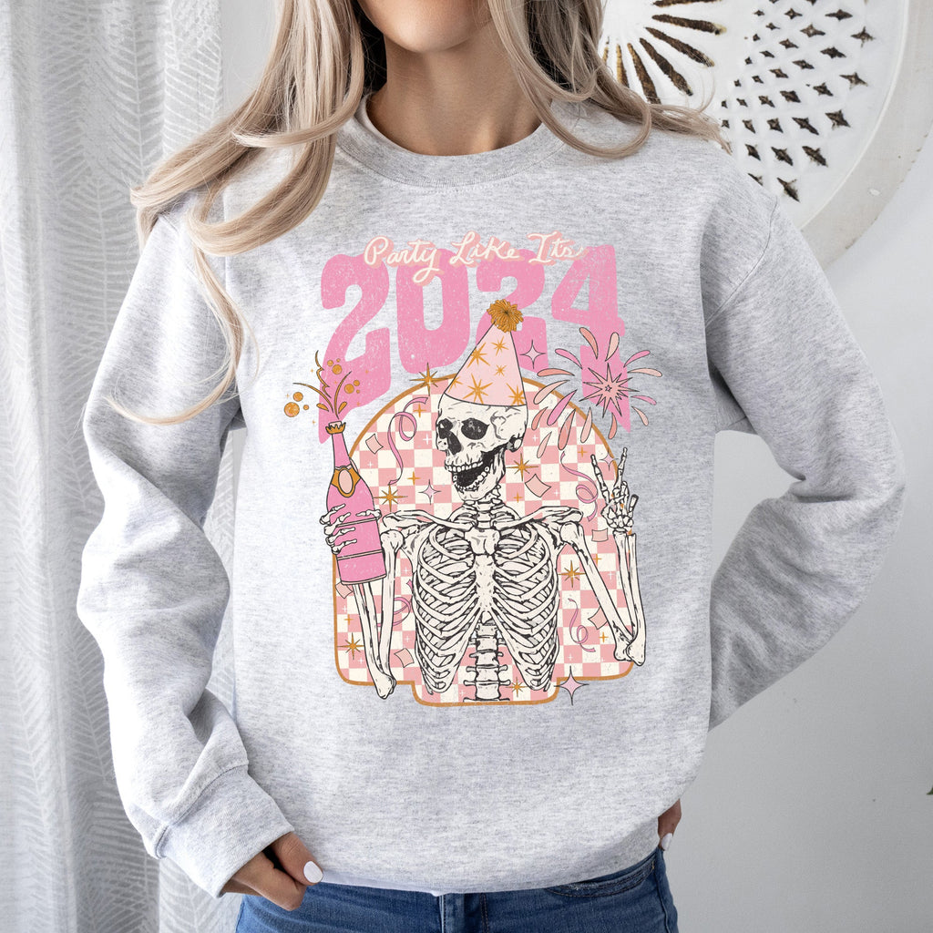 Party Like It's 2024 Skeleton New Year's Celebration Edition Premium Sweatshirt