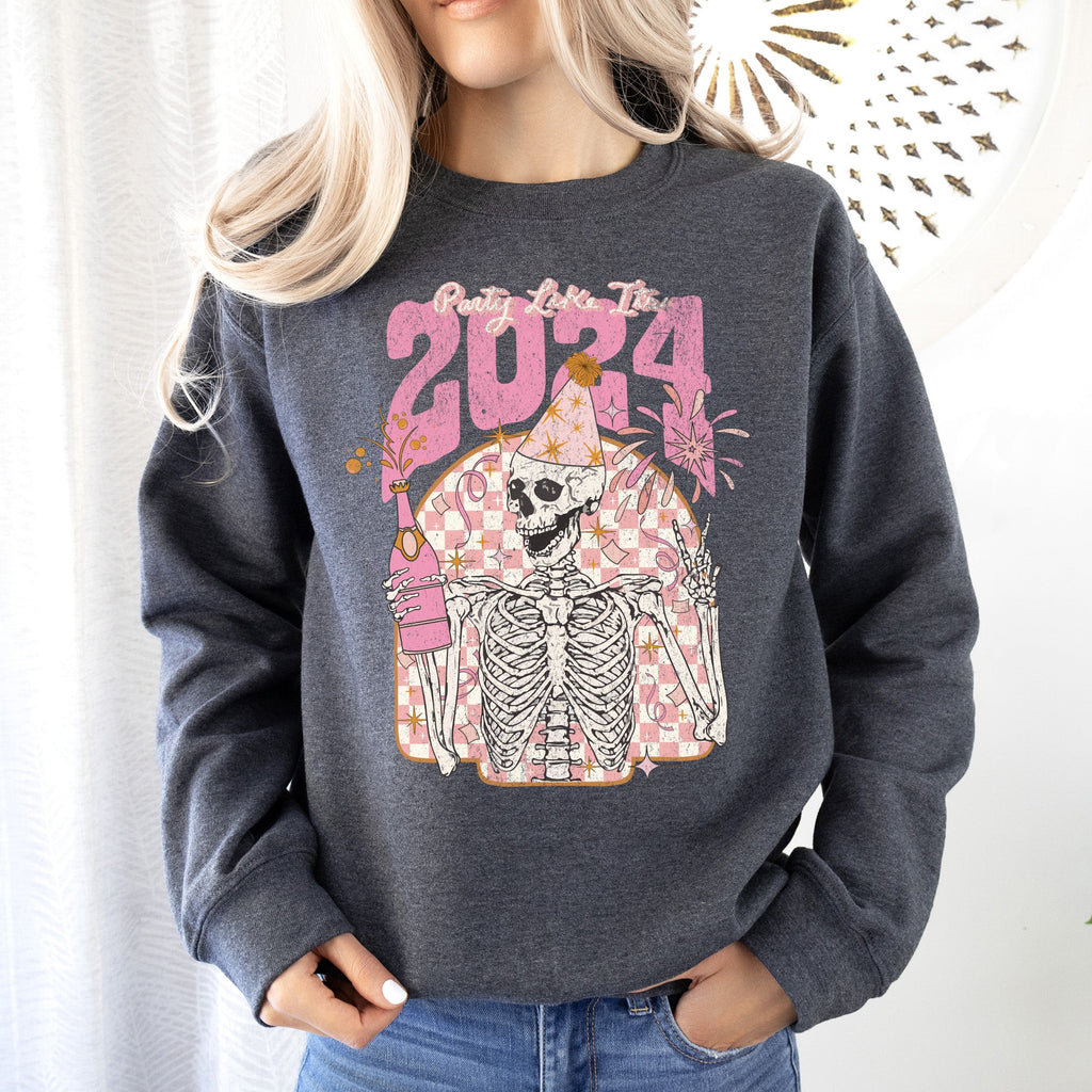 Party Like It's 2024 Skeleton New Year's Celebration Edition Premium Sweatshirt