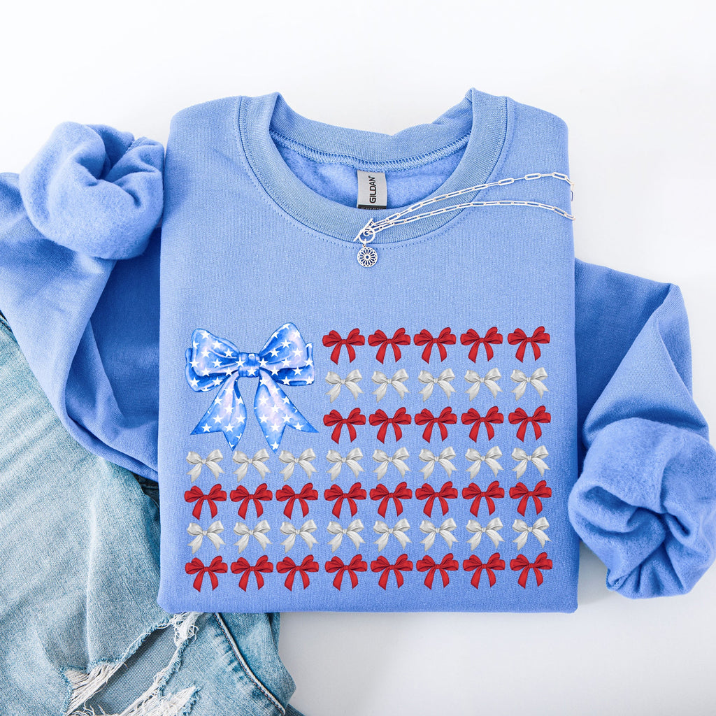 Patriotic Bows Flag USA Coquette Ribbons America Fourth of July Graphic Sweatshirt