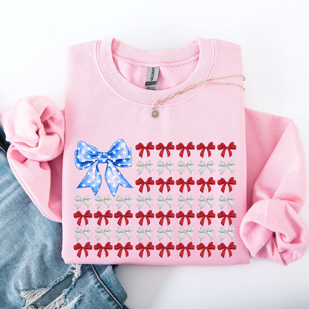 Patriotic Bows Flag USA Coquette Ribbons America Fourth of July Graphic Sweatshirt