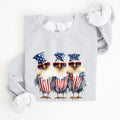 Patriotic Chickens Hippie Fourth Of July Graphic Sweatshirt With Bold Retro Design