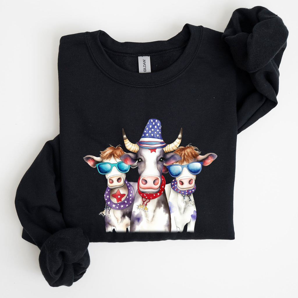 Patriotic Cows Hippie Funny 4th Of July Celebrations Edition Vintage Collectible Sweatshirt