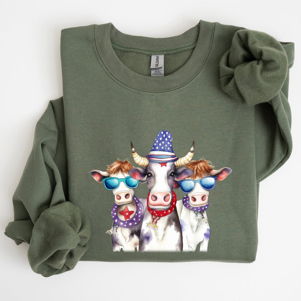 Patriotic Cows Hippie Funny 4th Of July Celebrations Edition Vintage Collectible Sweatshirt