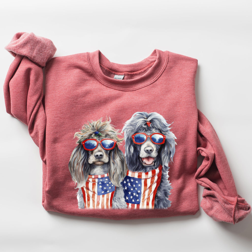 Patriotic Dogs Hippie 4th of July United States Flag Design for Pet Lovers Sweatshirt