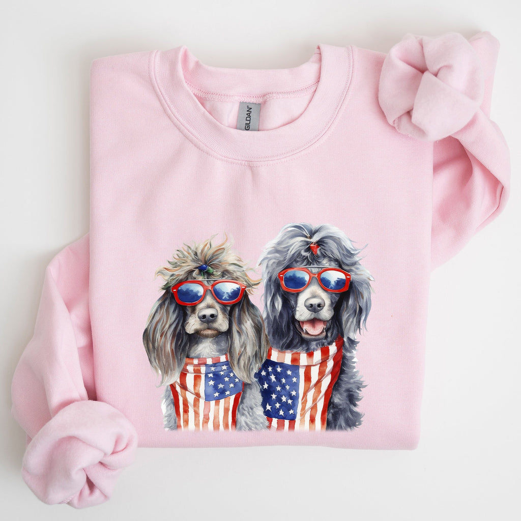 Patriotic Dogs Hippie 4th of July United States Flag Design for Pet Lovers Sweatshirt